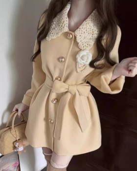 Autumn and winter woolen coat long overcoat for women