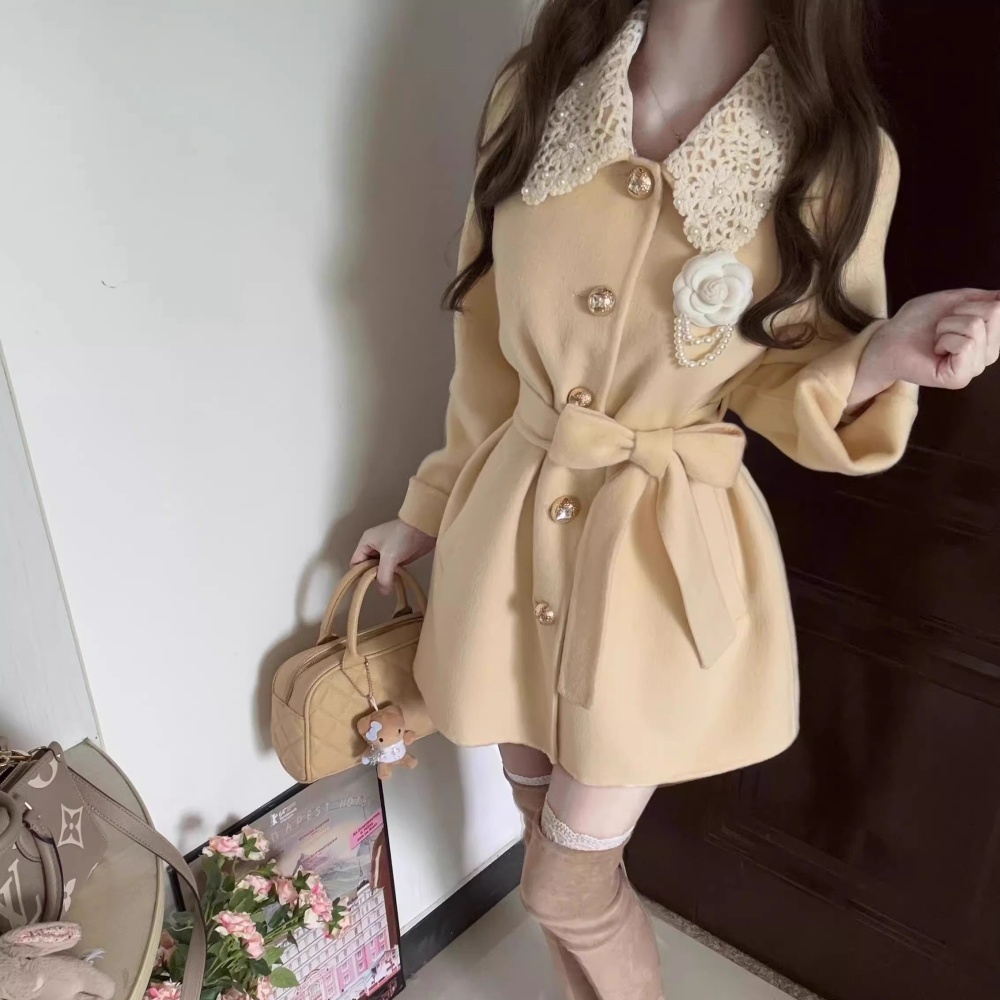Autumn and winter woolen coat long overcoat for women