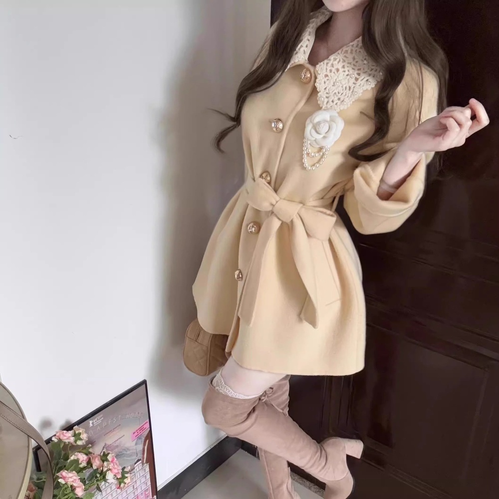 Autumn and winter woolen coat long overcoat for women