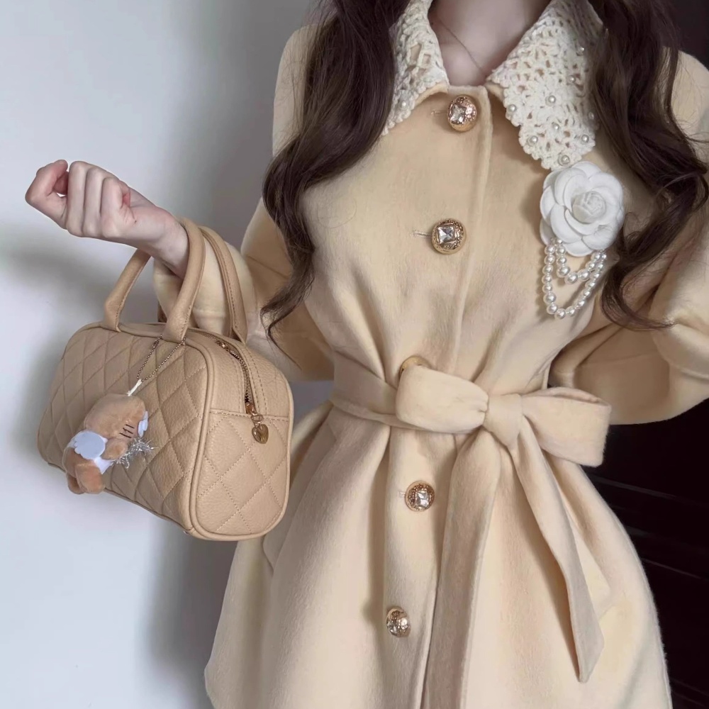 Autumn and winter woolen coat long overcoat for women