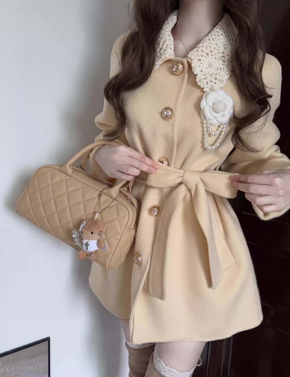 Autumn and winter woolen coat long overcoat for women