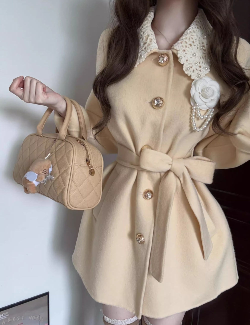 Autumn and winter woolen coat long overcoat for women