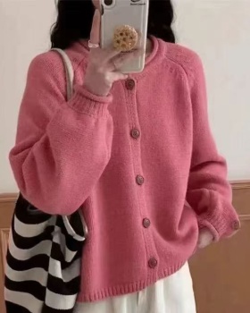 Lazy knitted tops yellow cardigan for women