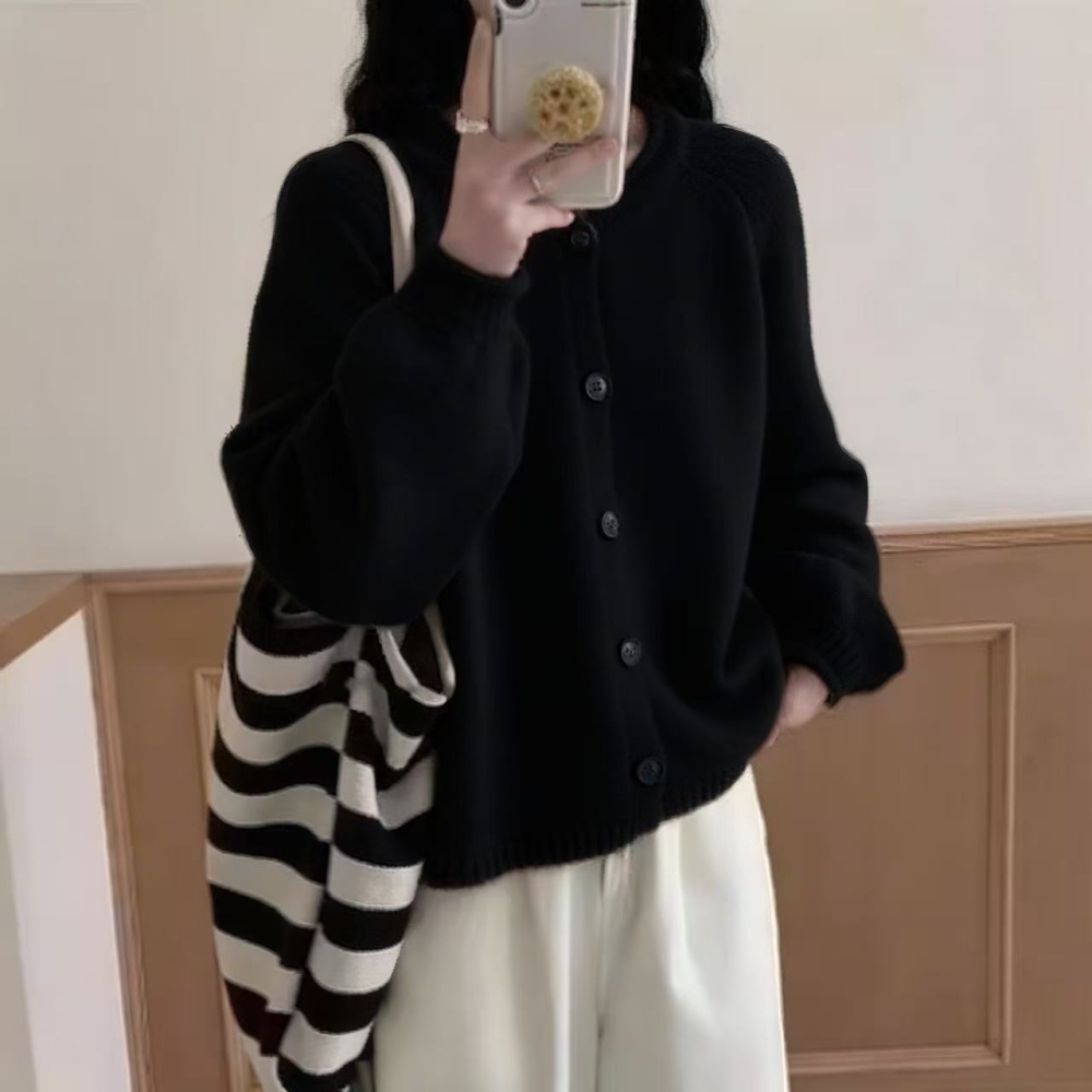 Lazy knitted tops yellow cardigan for women