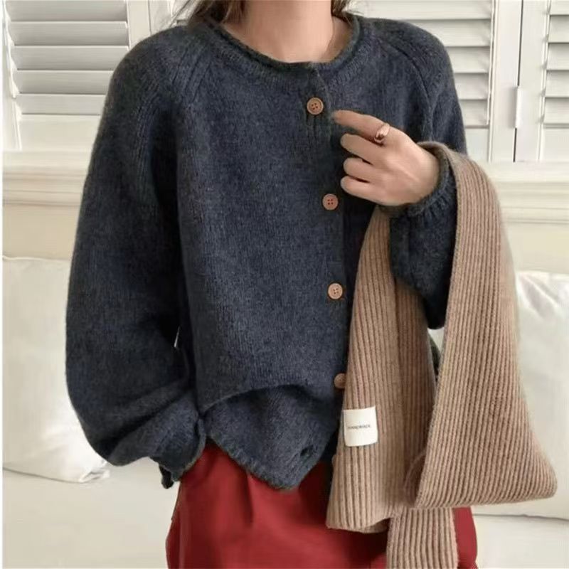 Lazy knitted tops yellow cardigan for women