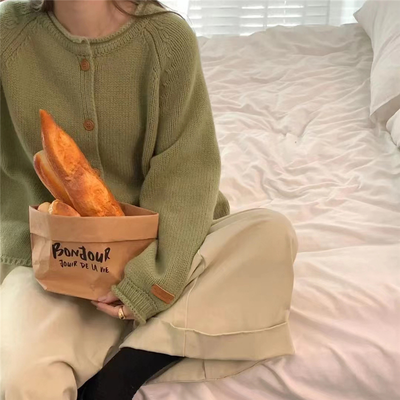 Lazy knitted tops yellow cardigan for women