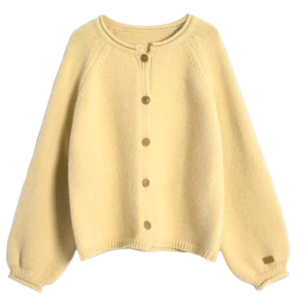 Lazy knitted tops yellow cardigan for women