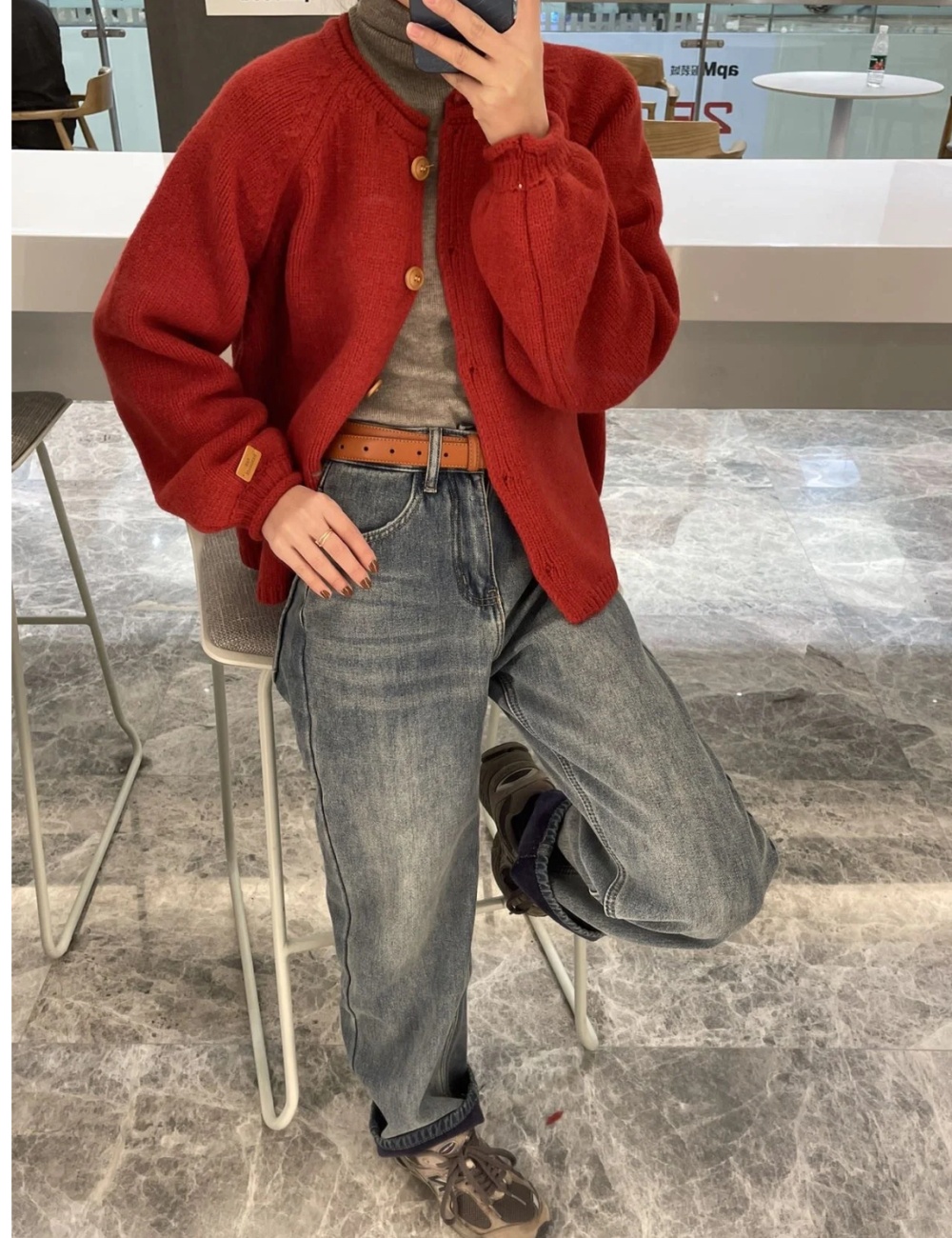 Lazy knitted tops yellow cardigan for women