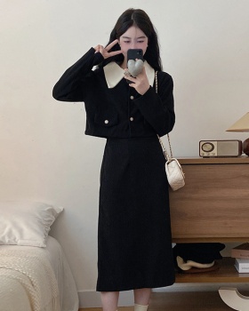 High waist skirt temperament coat 2pcs set for women