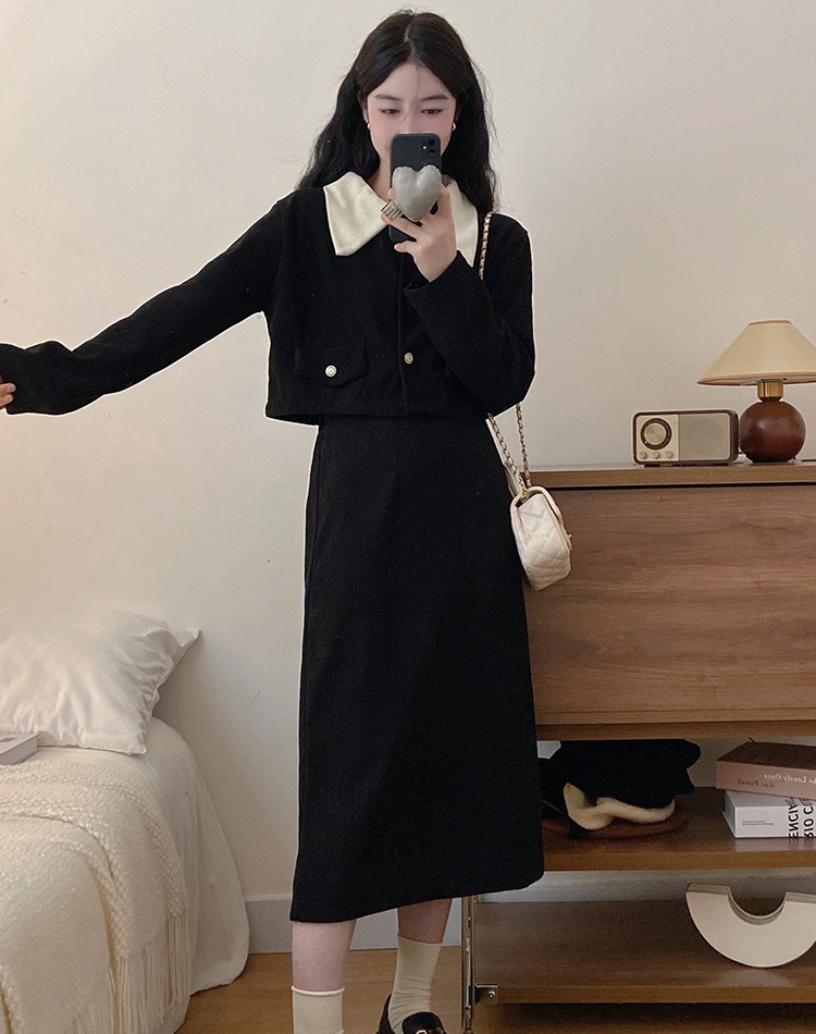 High waist skirt temperament coat 2pcs set for women
