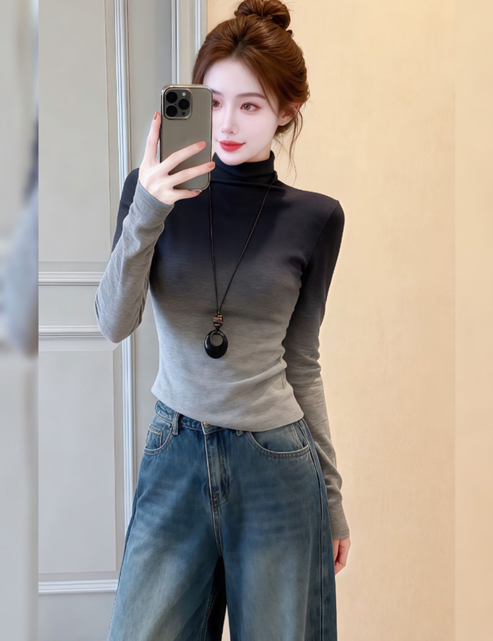 Slim fashion Korean style short bottoming shirt
