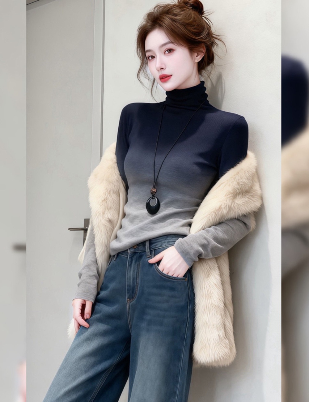 Slim fashion Korean style short bottoming shirt