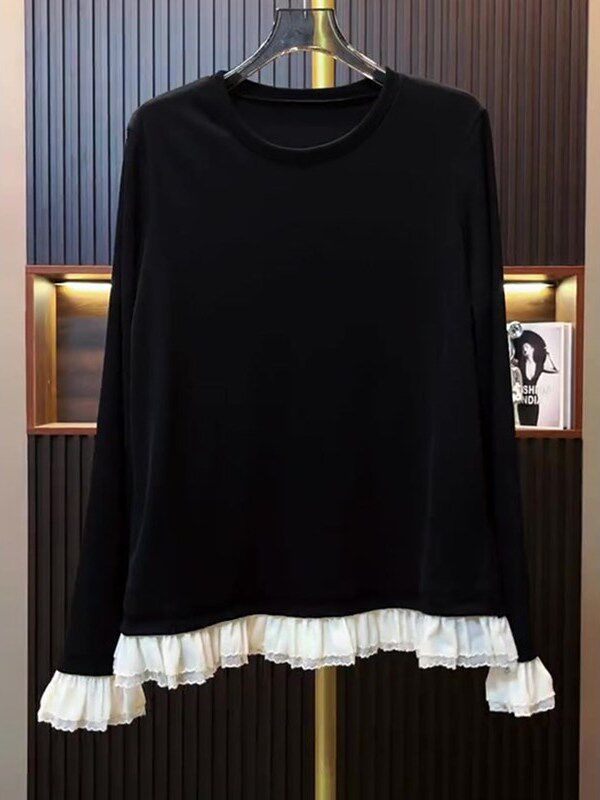 Show young France style temperament pullover cozy tops