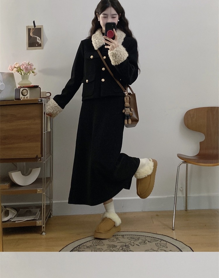 Hepburn style jacket chanelstyle skirt a set