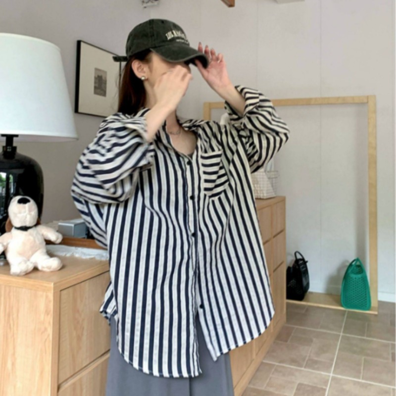 Casual thin wears outside lazy spring and autumn black shirt