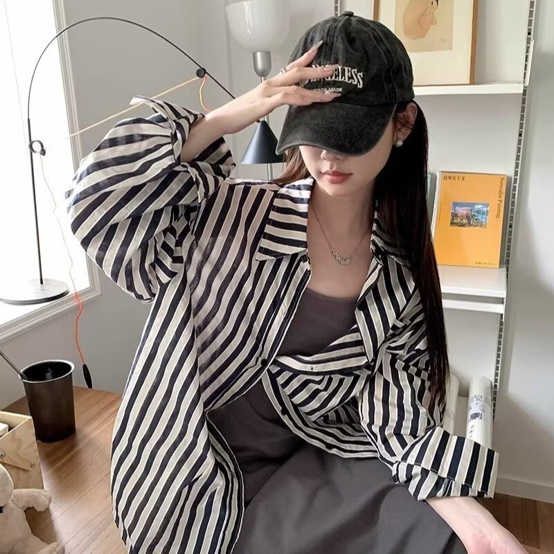 Casual thin wears outside lazy spring and autumn black shirt