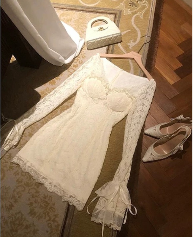 Tight lace pinched waist package hip dress for women