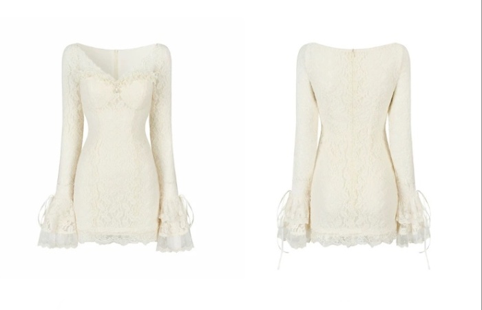 Tight lace pinched waist package hip dress for women