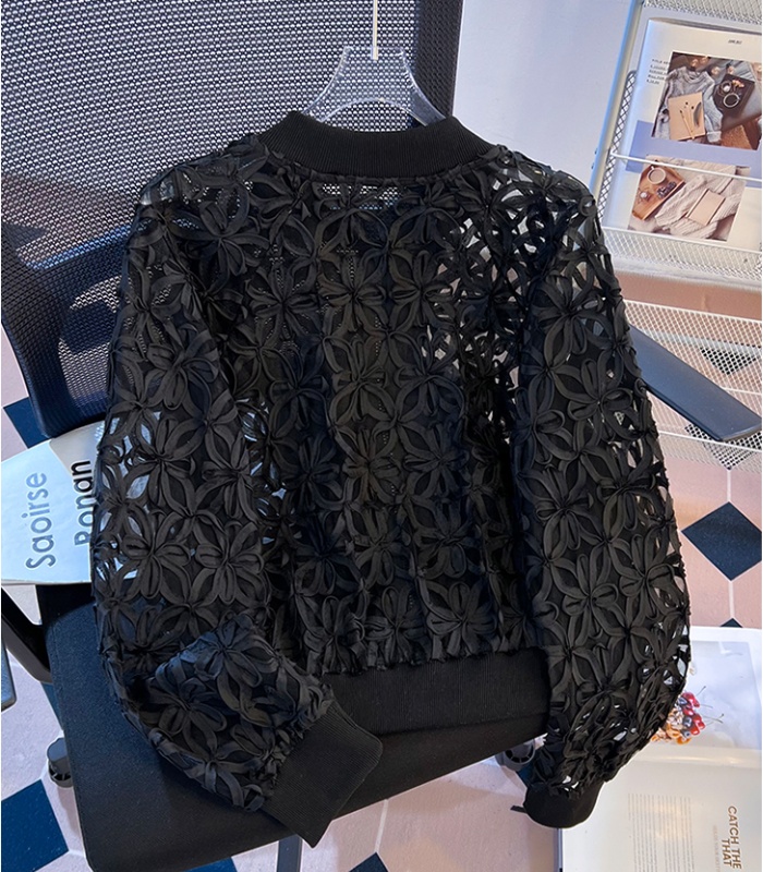 Short crochet hollow coat lace jacquard cardigan for women