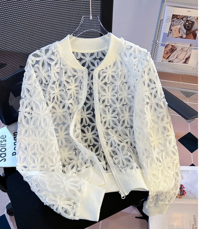 Short crochet hollow coat lace jacquard cardigan for women