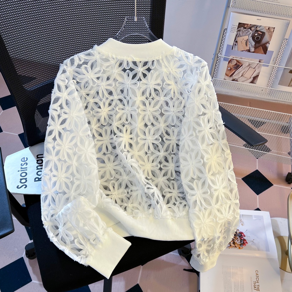 Short crochet hollow coat lace jacquard cardigan for women