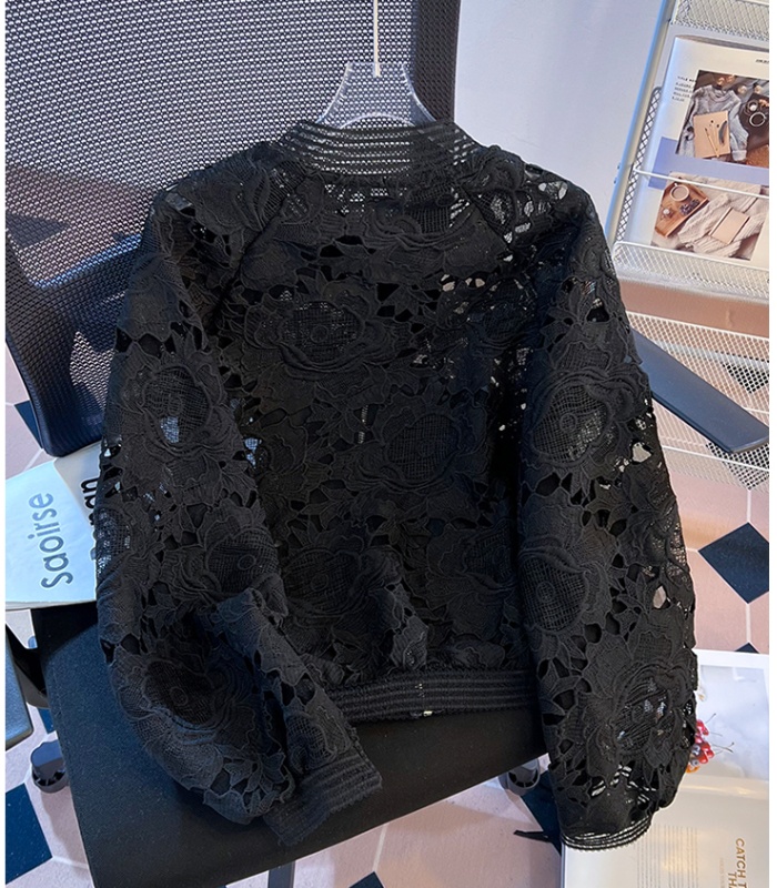 Korean style crochet coat short cardigan for women