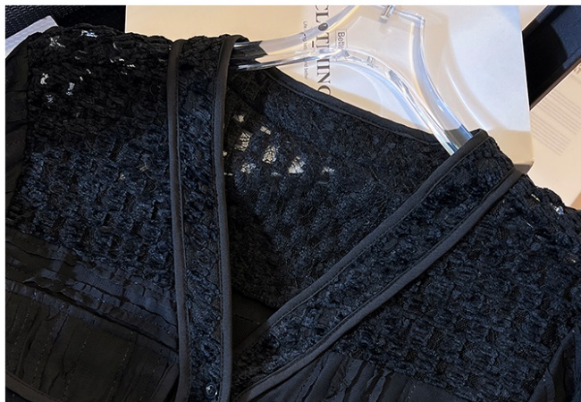 V-neck all-match coat drawstring hollow tops for women