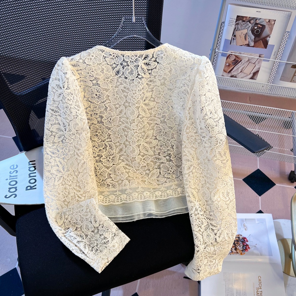 Hollow short cardigan lace spicegirl tops for women