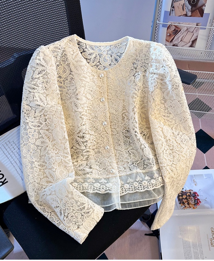 Hollow short cardigan lace spicegirl tops for women