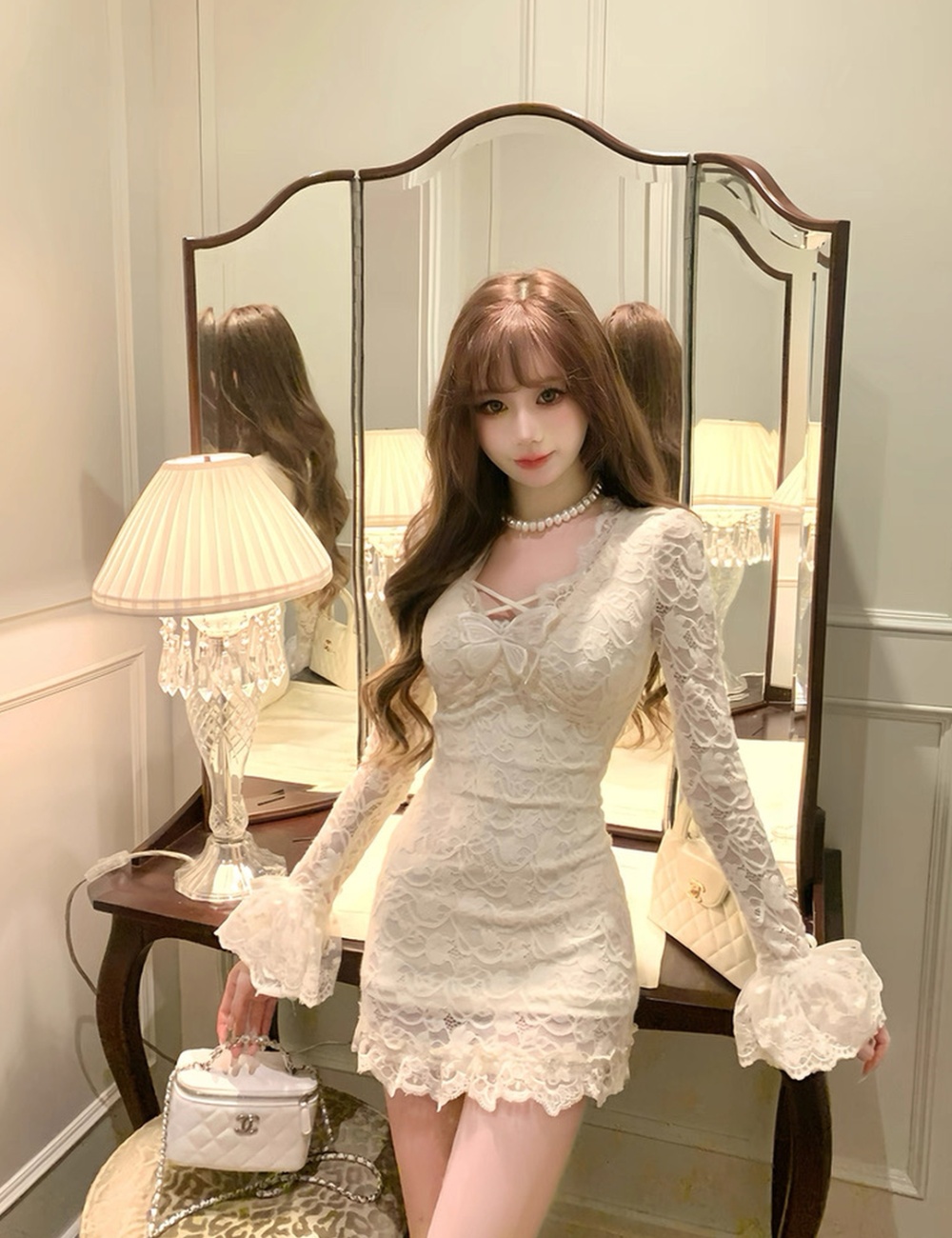 Slim sexy temperament tight lace dress for women