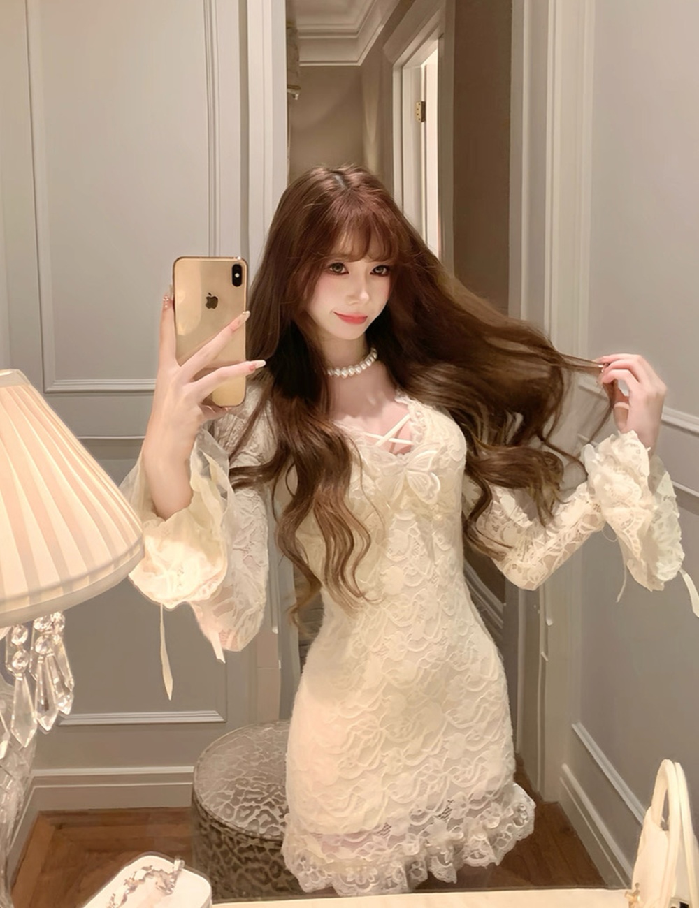 Slim sexy temperament tight lace dress for women