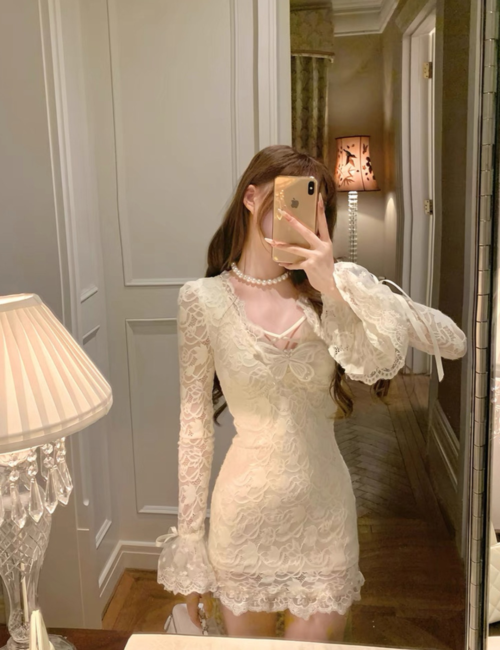 Slim sexy temperament tight lace dress for women