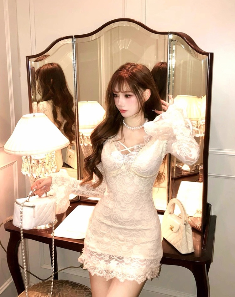 Slim sexy temperament tight lace dress for women