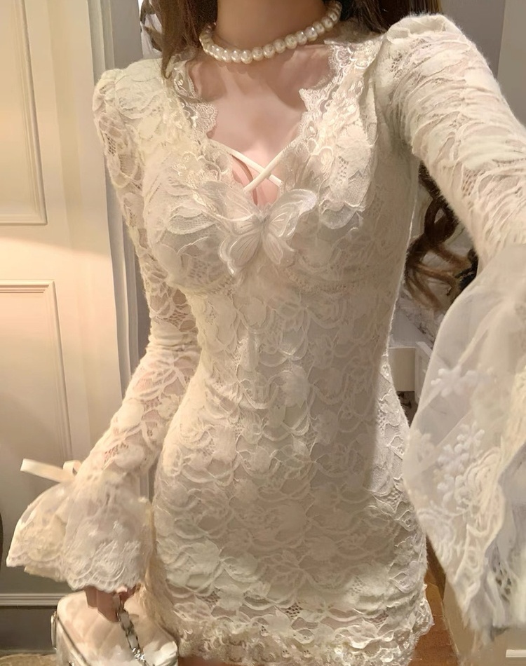 Slim sexy temperament tight lace dress for women