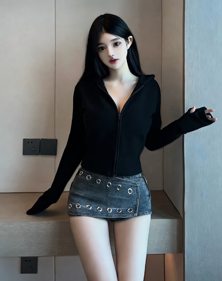 Hooded fashion jacket sports zip cardigan for women