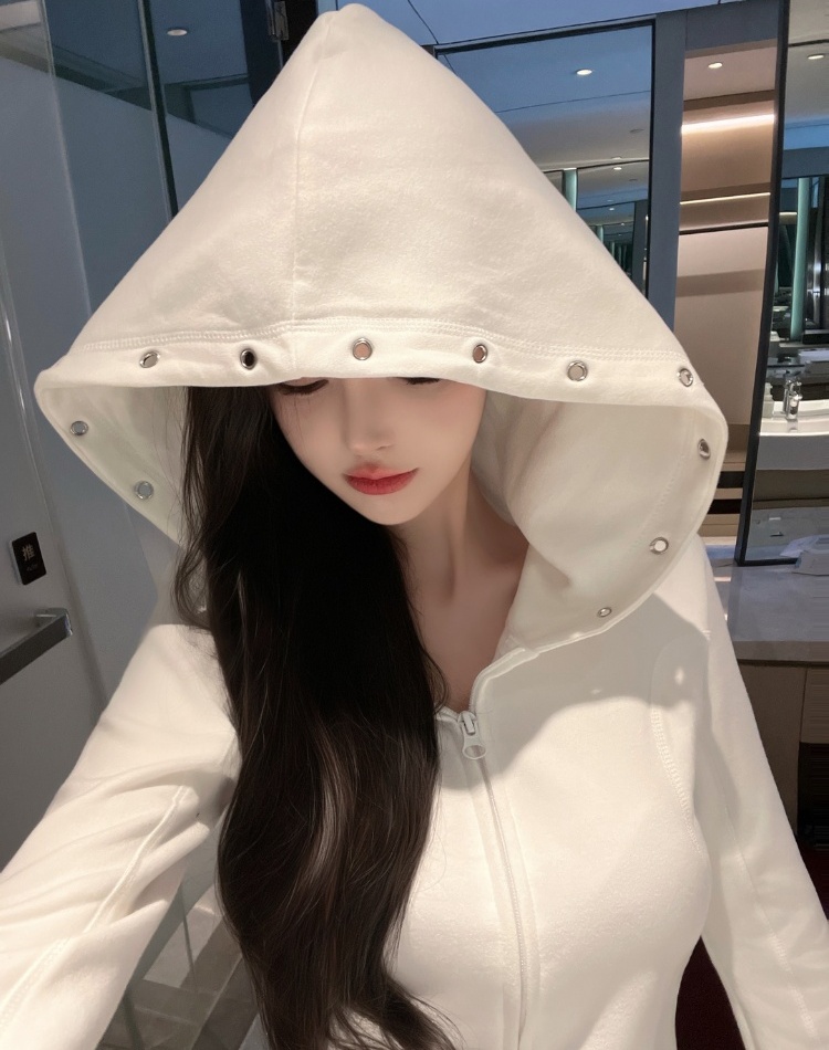 Hooded fashion jacket sports zip cardigan for women