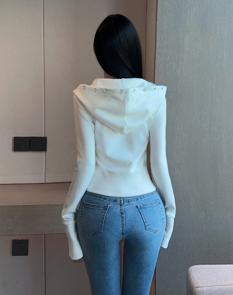 Hooded fashion jacket sports zip cardigan for women