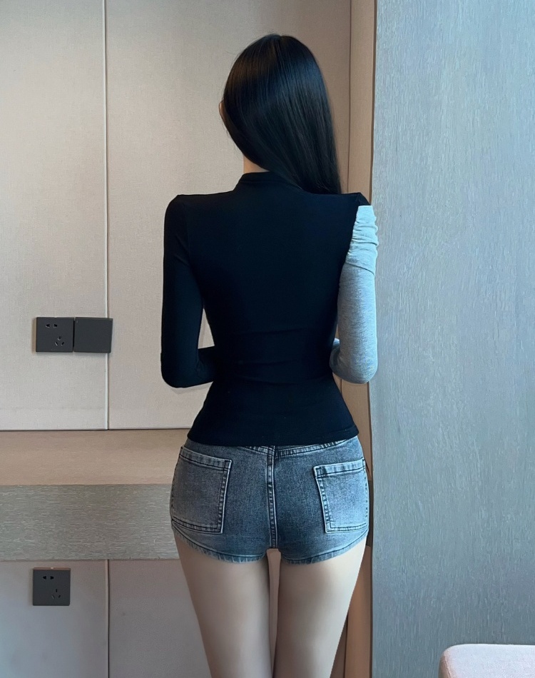 Splice bottoming shirt autumn and winter T-shirt for women