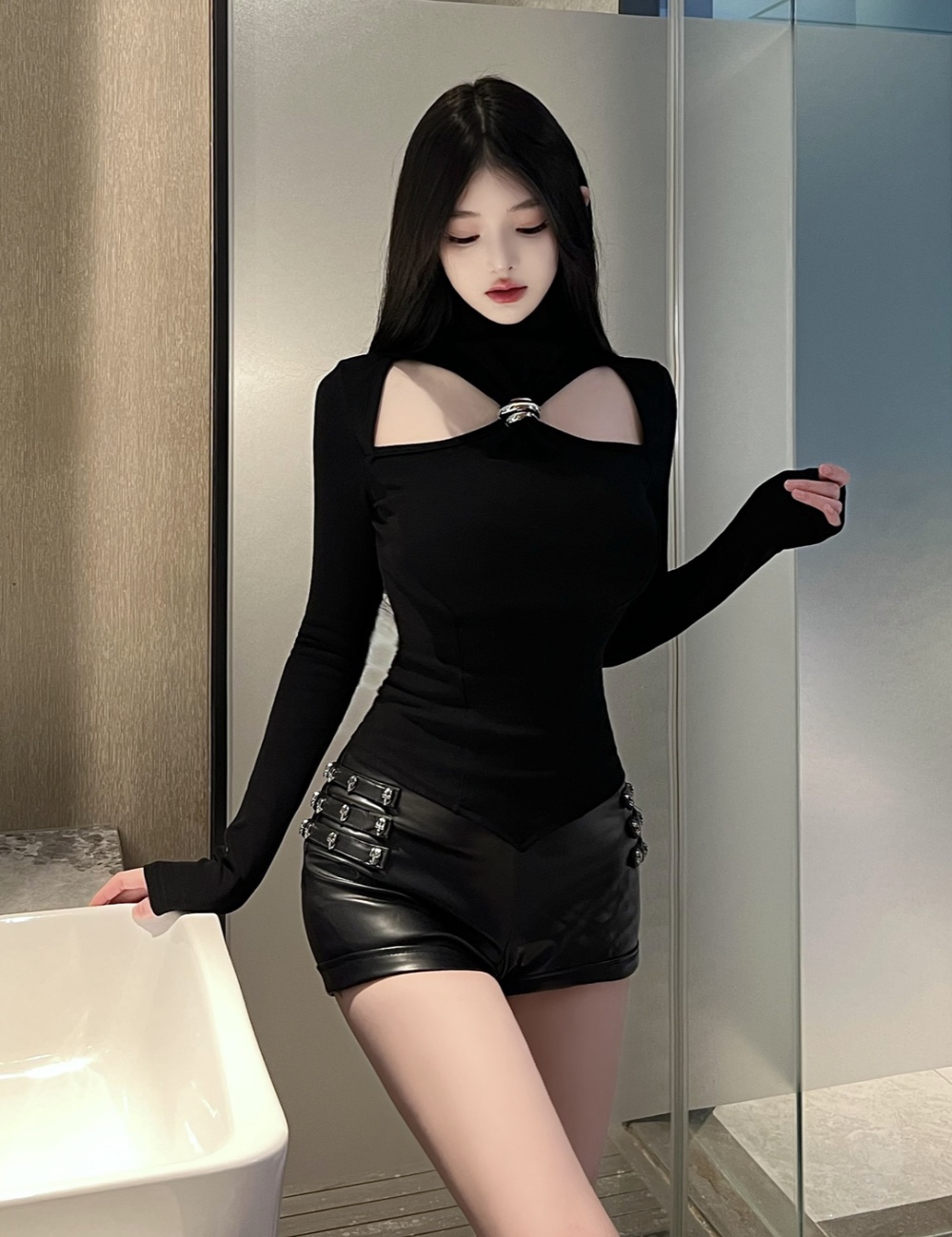 Spicegirl T-shirt pinched waist bottoming shirt for women