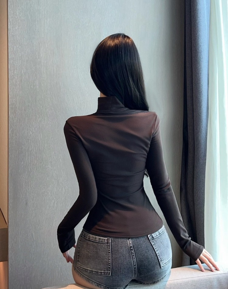 Enticement slim T-shirt leopard bottoming shirt