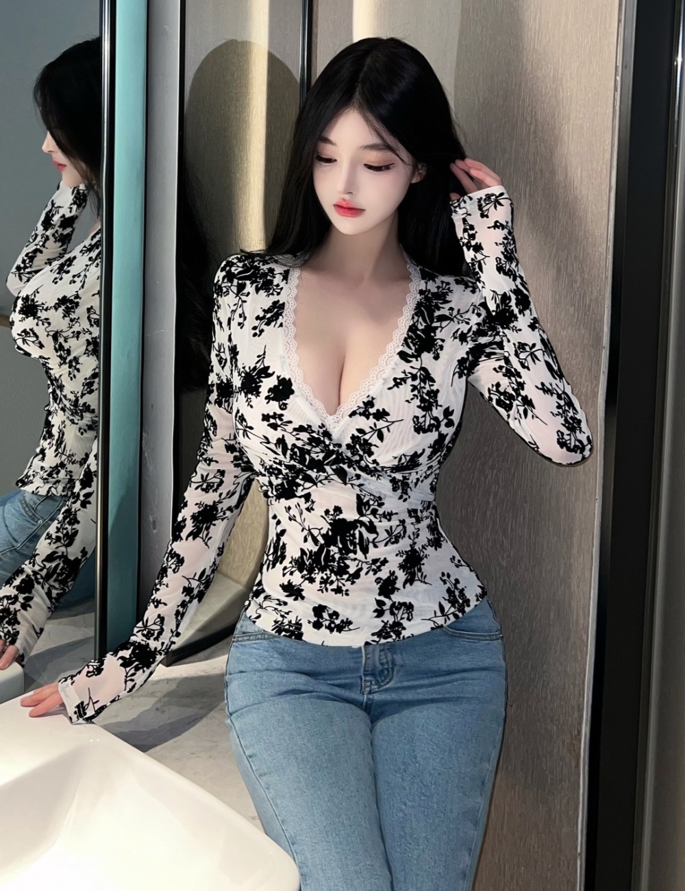 Sexy slim T-shirt enticement tight tops for women