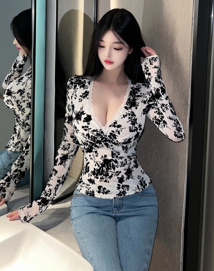 Sexy slim T-shirt enticement tight tops for women