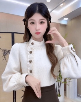Knitted show young tops buckle shirt for women