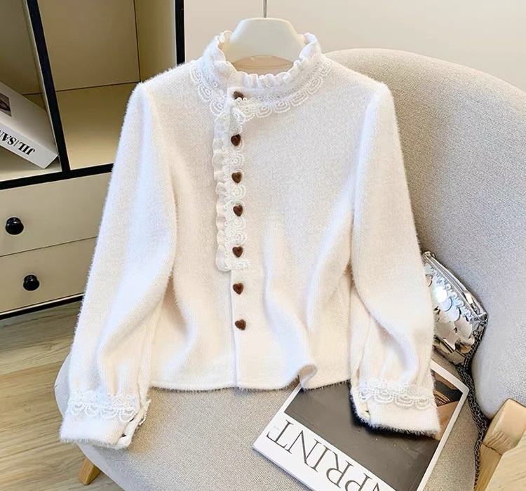 Knitted show young tops buckle shirt for women