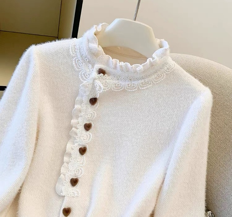 Knitted show young tops buckle shirt for women