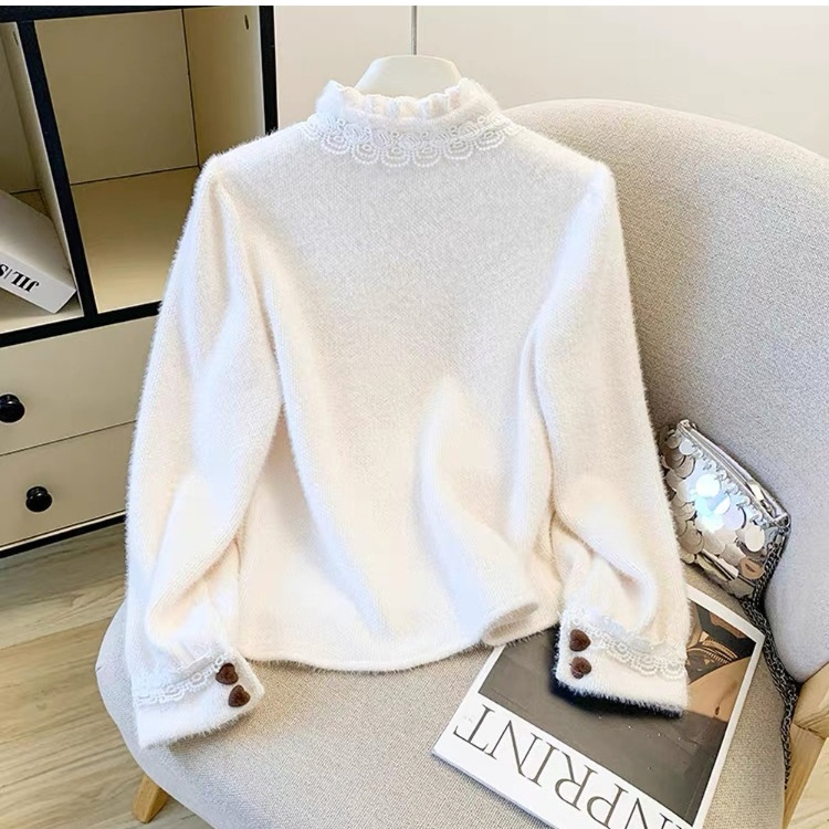 Knitted show young tops buckle shirt for women