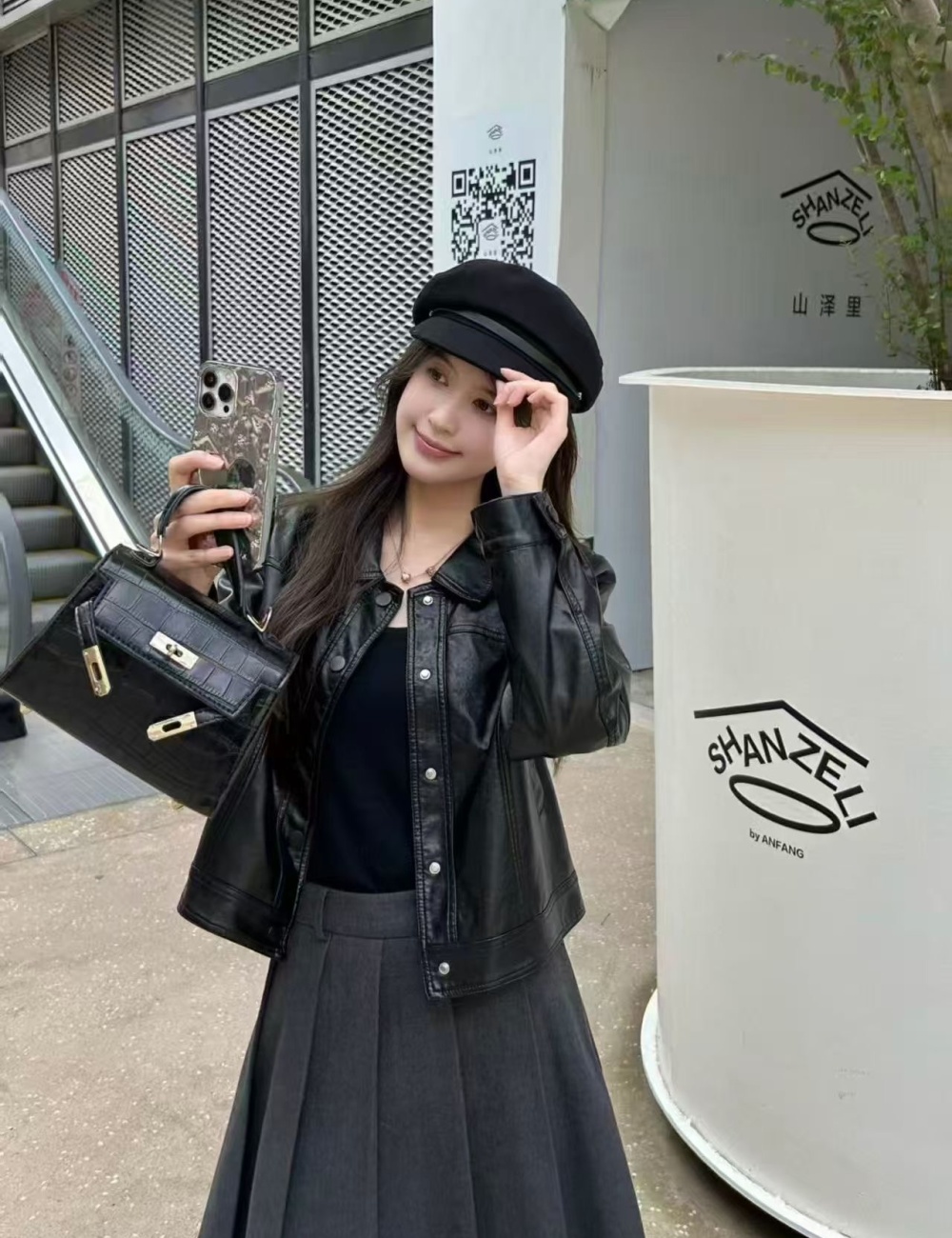 Locomotive leather coat temperament wallet for women