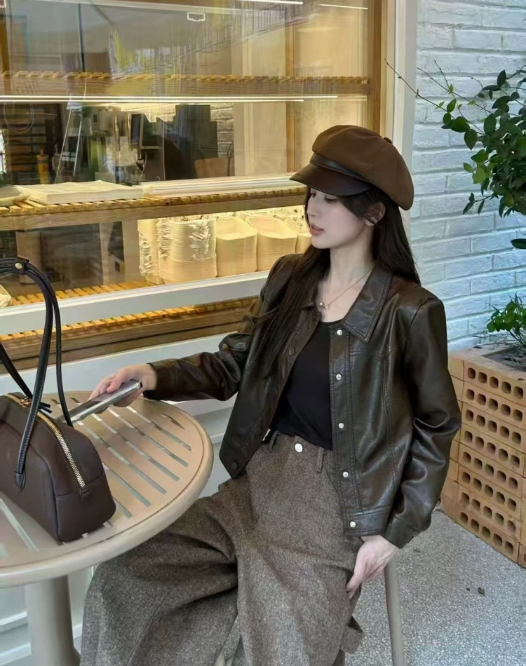 Locomotive leather coat temperament wallet for women