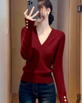 Autumn and winter bottoming shirt V-neck tops for women