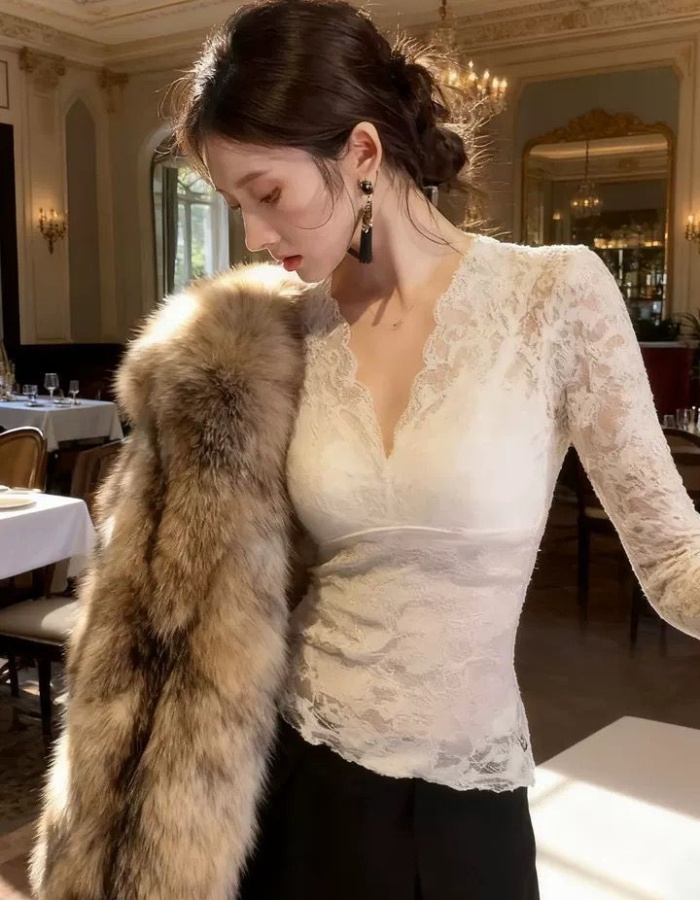 Lace bottoming hollow spring sexy enticement special tops